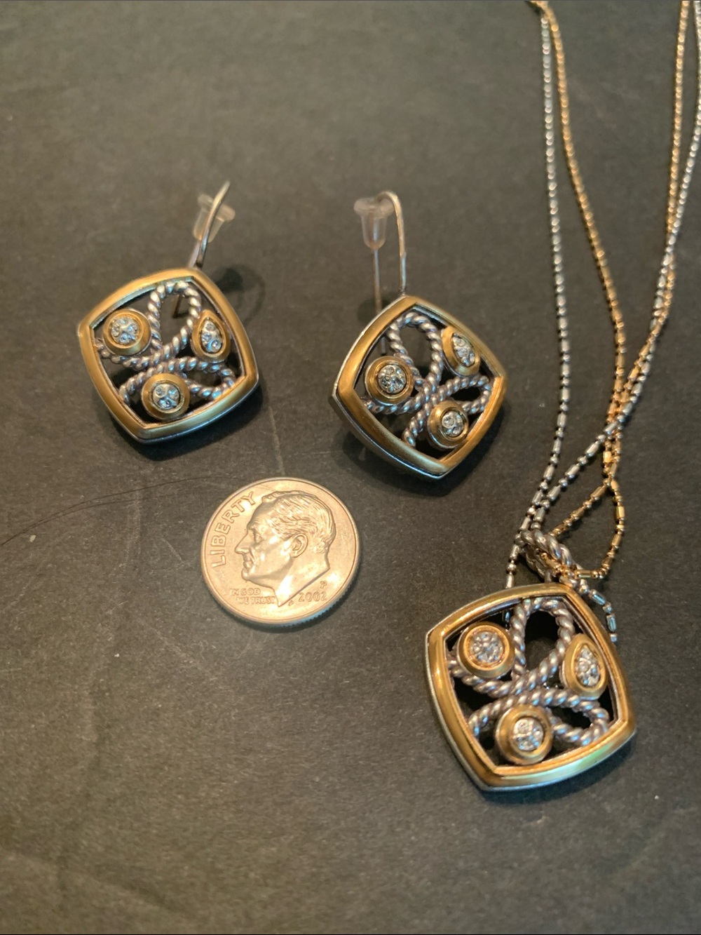 Brighton Yalta Mixed metal crystal accent necklace / earring set .. BEAUTIFUL.. - Picture 7 of 7